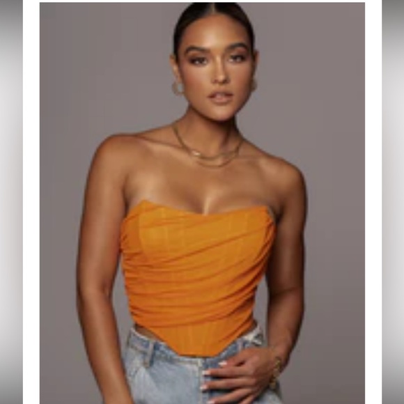 COPY - 🧡 Orange Corset Top🧡 JLUXLABEL Orange Picture Perfect Corset.
Size M - Picture 6 of 7